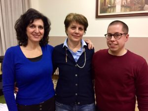 La terna proposta al vescovo Beniamino per eleggere il presidente diocesano. Da sinistra: Gina Zordan, Caterina Pozzato, Enrico Zarpellon