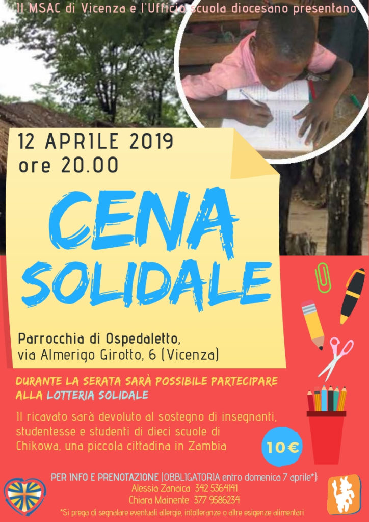 cena solidale msac 12 aprile 2019